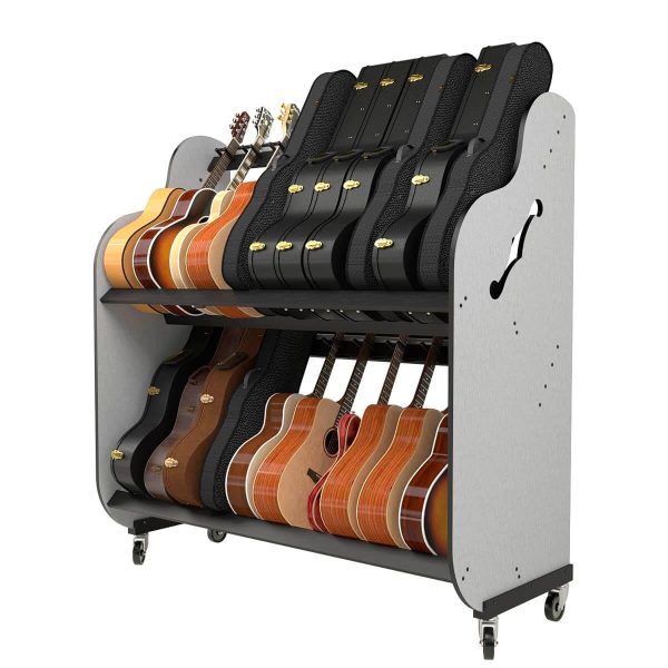A&S Band Room Double-Stack Guitar & Case Storage Rack � Classroom & School - 20 Guitars & Guitar Cases