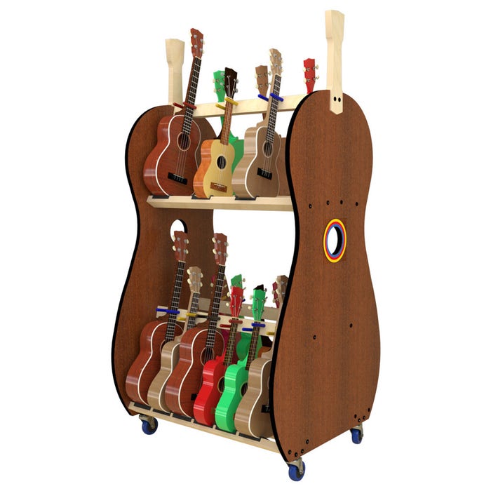 A&S A&S Crafted Products The Band Room Mobile Ukulele Storage Rack for Cla - 18 Multi-Size Ukuleles