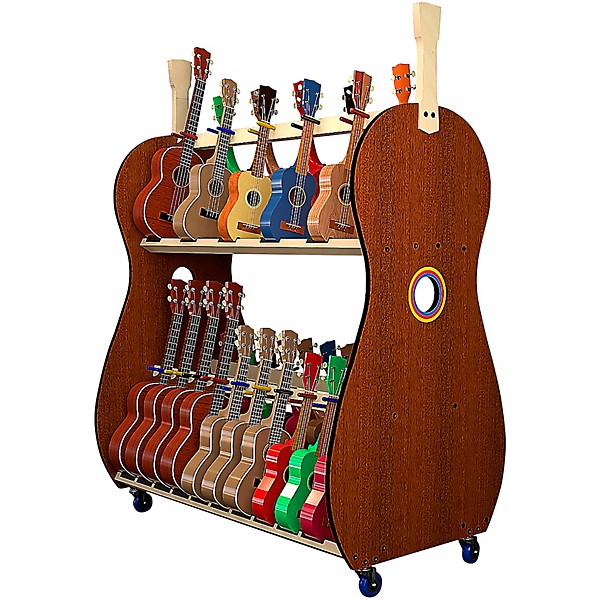 A&S A&S Crafted Products The Band Room Mobile Ukulele Storage Rack for Cla - 30 Multi-Size Ukuleles