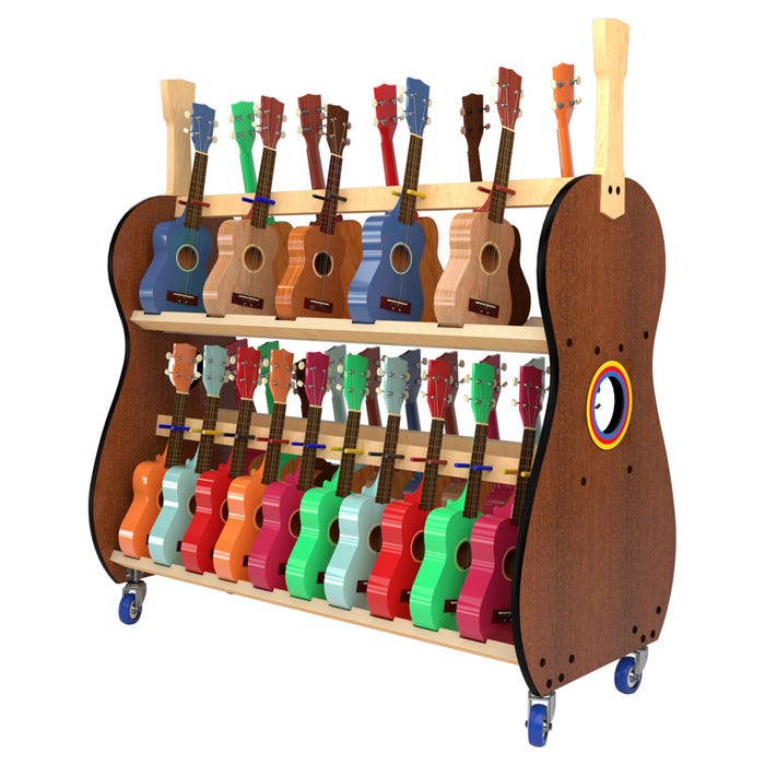 A&S A&S Crafted Products The Band Room Mobile Ukulele Storage Rack for Cla - 30 Soprano Ukuleles