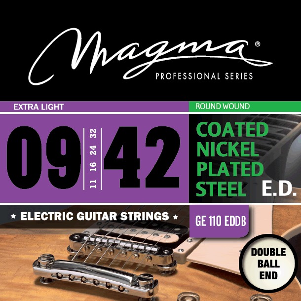 Magma Strings Magma Strings Electric Guitar Strings � Double Ball End, Coated Nickel - 9-42 Extra Light