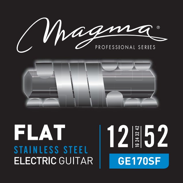 Magma Strings Magma Flat Electric Guitar Strings � Steel, Round-Wound Flattened - 12-52