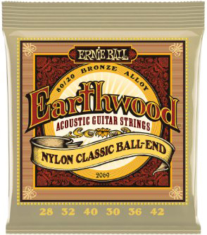 Ernie Ball Ernie Ball 2069 Earthwood 80/20 Bronze Folk Nylon Ball End Acoustic Guitar Strings - 28-42Gauge