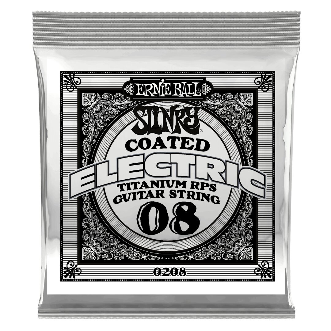 Ernie Ball Slinky Coated Titanium Reinforced Plain Electric Guitar Strings - .008