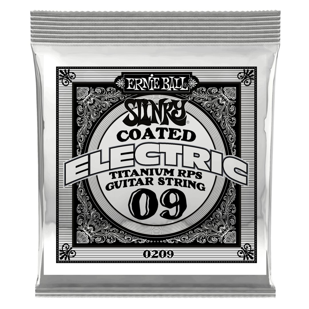Ernie Ball Slinky Coated Titanium Reinforced Plain Electric Guitar Strings - .009