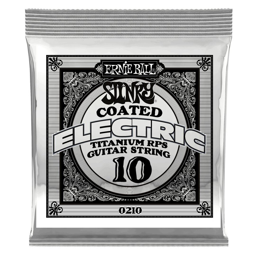 Ernie Ball Slinky Coated Titanium Reinforced Plain Electric Guitar Strings - .10