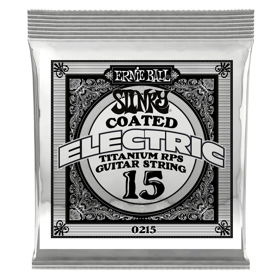 Ernie Ball Slinky Coated Titanium Reinforced Plain Electric Guitar Strings - .015