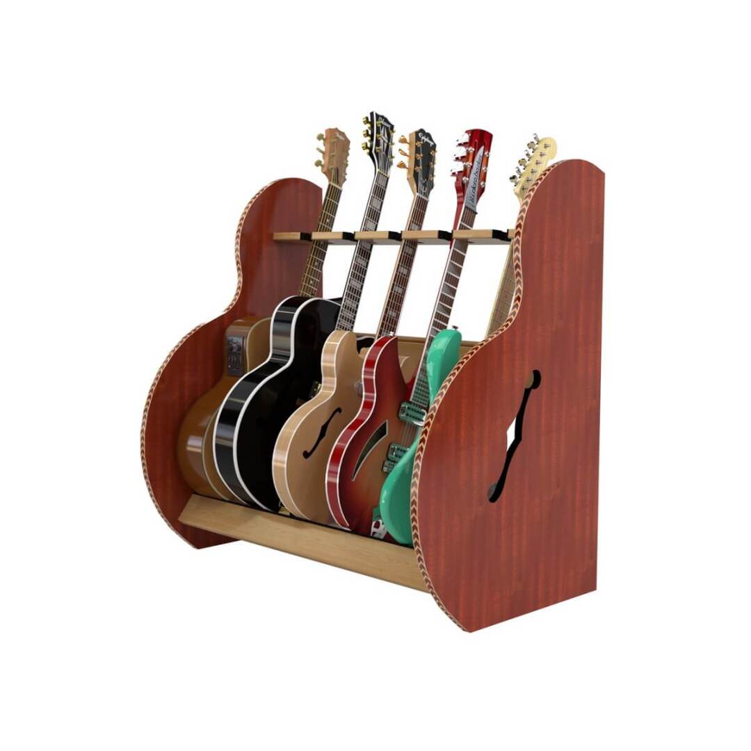 A&S The Session� Deluxe Guitar Stand - 5 Capacity Stand Mahogany