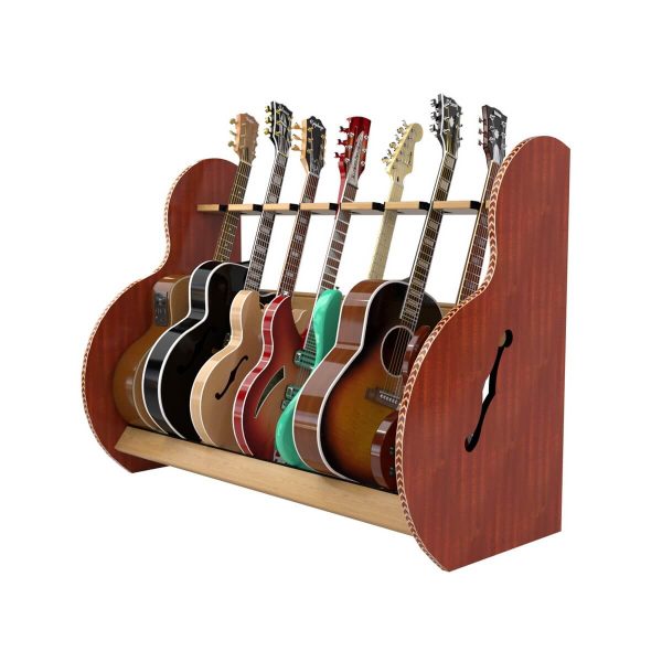 A&S The Session� Deluxe Guitar Stand - 7 Capacity Stand Mahogany