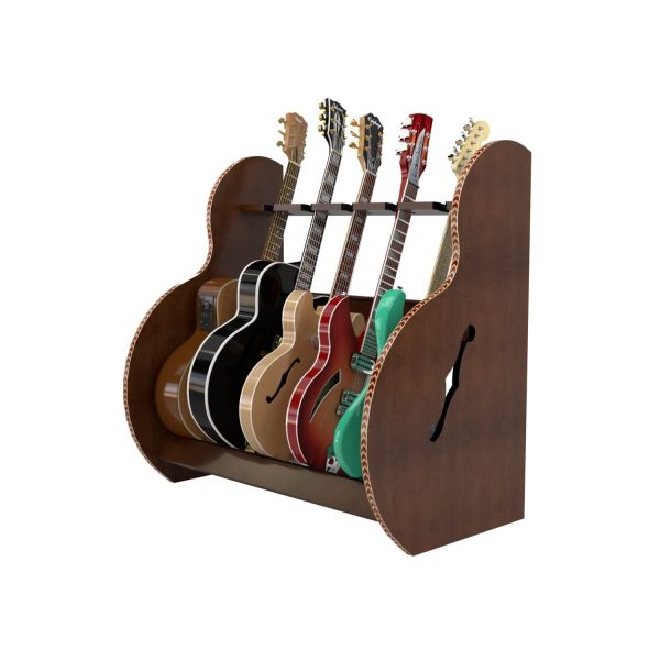 A&S The Session� Deluxe Guitar Stand - 5 Capacity Stand Walnut
