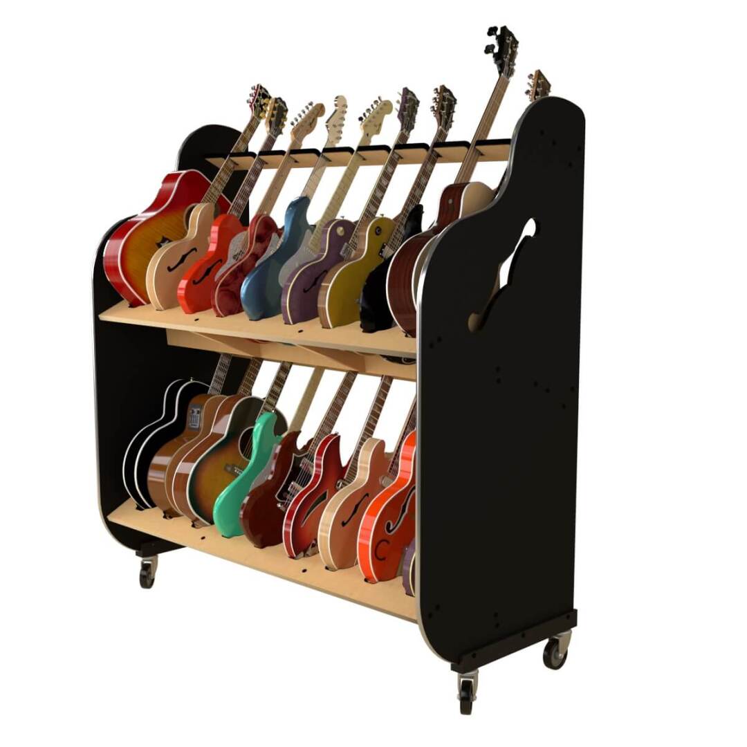 A&S The Session-Pro� Double-Stack Mobile Guitar & Case Rack - 18 Guitar/ Basses/ Banjo