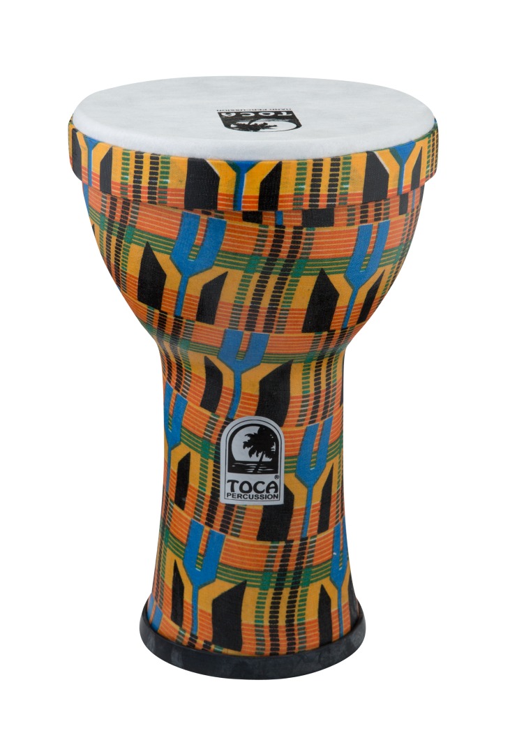 Toca Percussion Toca Freestyle 2 Lightweight Doumbek, 6" Head, 10" Tall, PVC Construct - Kente Cloth