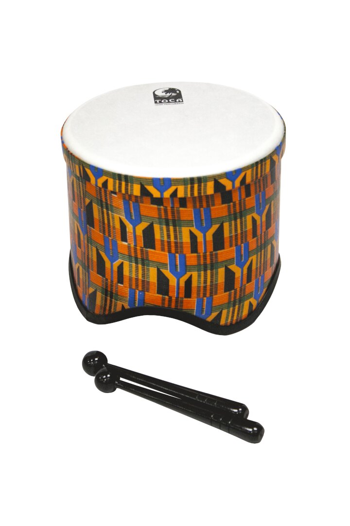 Toca Percussion Toca Freestyle 2 Lightweight Tom Tom, 10" Head, 8" Tall, PVC Construct - Kente Cloth