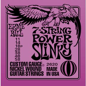 Ernie Ball Ernie Ball 2620 Nickel 7-String Power Slinky Electric Guitar Strings 11-58 Gauge