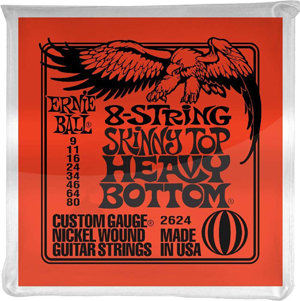 Ernie Ball Ernie Ball 2624 Skinny Top Heavy Bottom 8-String Guitar Set .009-.080 Gauge