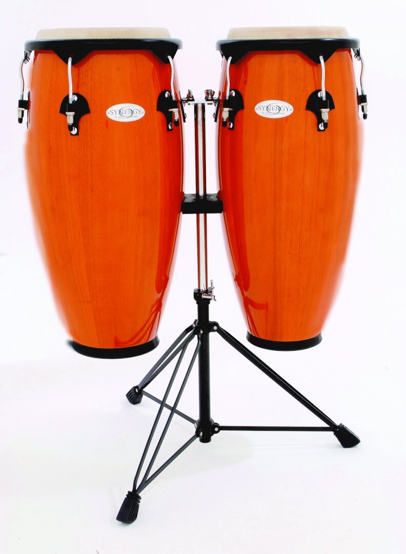 Toca Percussion Toca Synergy Fiberglass Double Conga Set with Stand - Amber