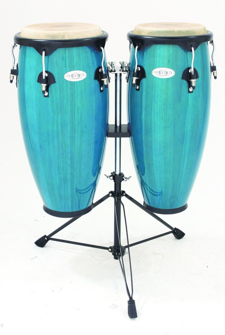 Toca Percussion Toca Synergy Fiberglass Double Conga Set with Stand - Bahama Blue
