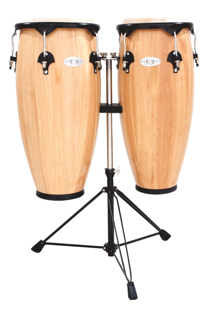 Toca Percussion Toca Synergy Fiberglass Double Conga Set with Stand - Natural