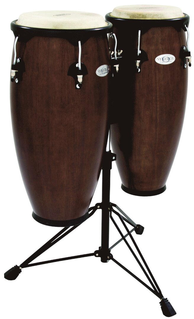 Toca Percussion Toca Synergy Fiberglass Double Conga Set with Stand - Tobacco