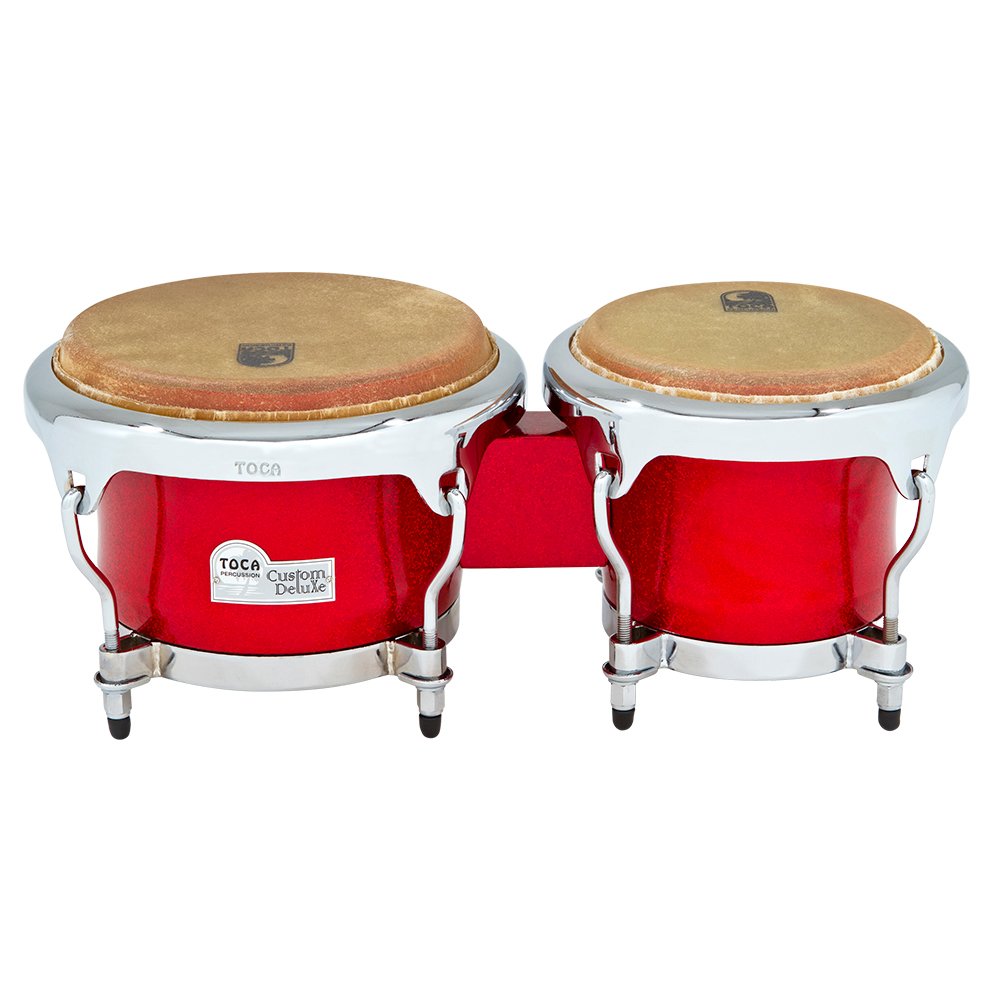 Toca Percussion Custom Deluxe Fiberglass Bongos - Red Sparkle