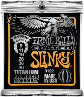 Ernie Ball Ernie Ball 3122 Coated Hybrid Titanium Slinky Electric Guitar Strings 9-46 Gauge