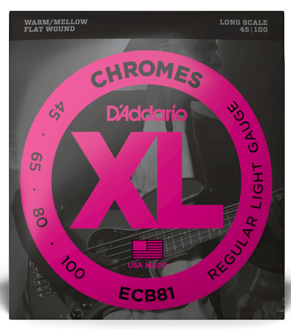 D'ADDARIO D'Addario ECB81 XL Chromes Flatwound Bass Strings 45-100 Gauge