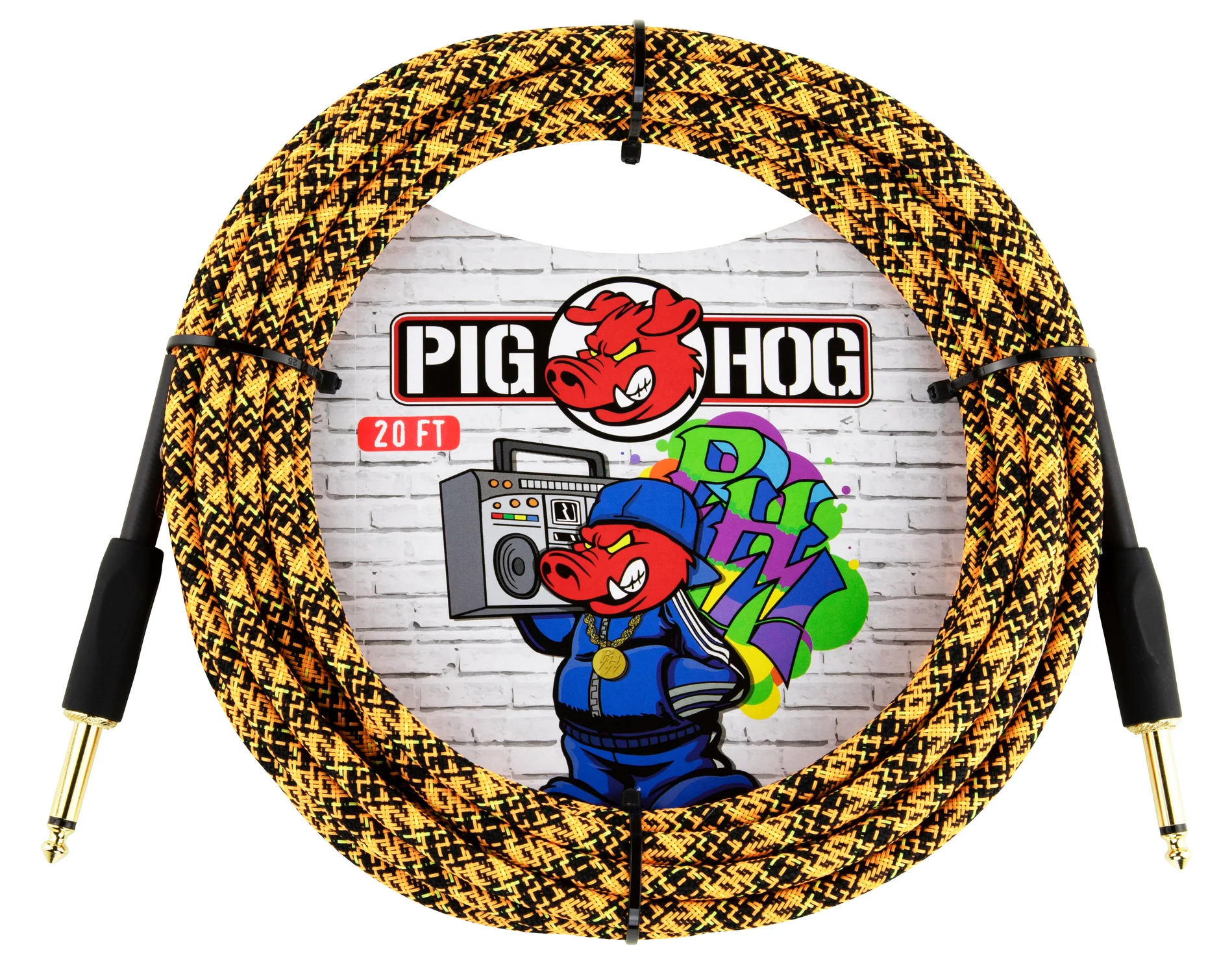 Pig Hog PIG HOG INSTRUMENT CABLE, 20FT STRAIGHT, ORANGE GRAFFITI