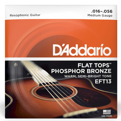 D'Addario D'ADDARIO EFT13 FLAT TOPS PHOSPHOR BRONZE RESOPHONIC GUITAR STRING SET .016-.056 GAUGE