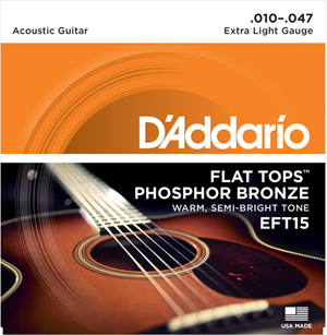 D'Addario D'ADDARIO EFT15 FLAT TOPS PHOSPHOR BRONZE ACOUSTIC GUITAR STRING SET .010-.047 GAUGE