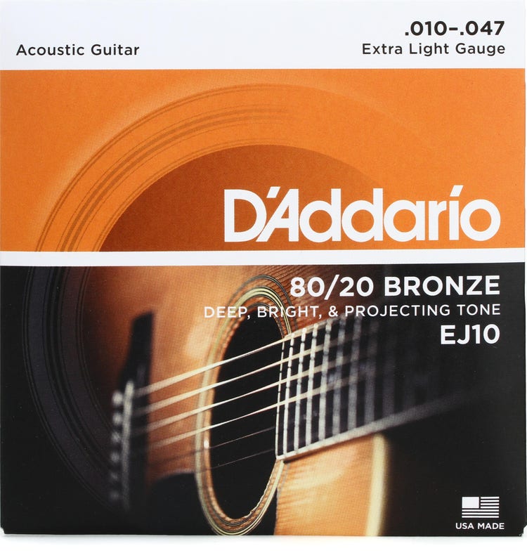 D'Addario D'Addario EJ10 80/20 Bronze Acoustic Guitar Strings - .010-.047 Extra