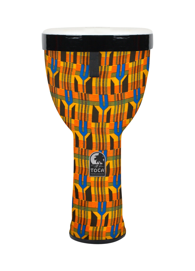 Toca Percussion Sympatico�Nesting Djembe, Kente Cloth, Tunable Fiber - 10� Head