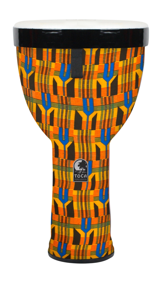 Toca Percussion Sympatico�Nesting Djembe, Kente Cloth, Tunable Fiber - 12� Head