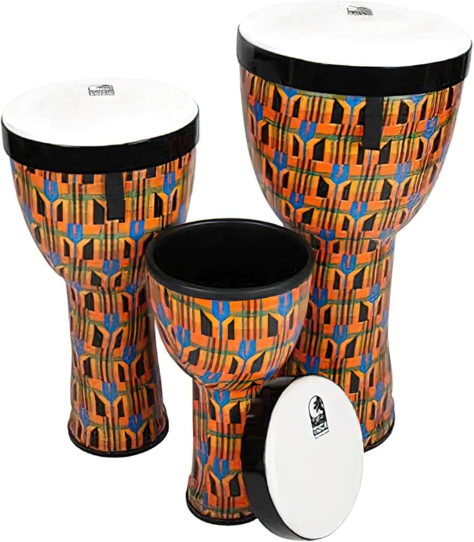 Toca Percussion Sympatico�Nesting Djembe, Kente Cloth, Pretuned Fiber - 3 Pack