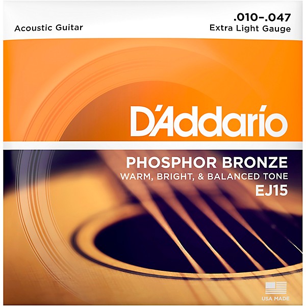 PHOSPHOR D'Addario EJ15 Phosphor Bronze Extra Light Acoustic Strings Single Pac