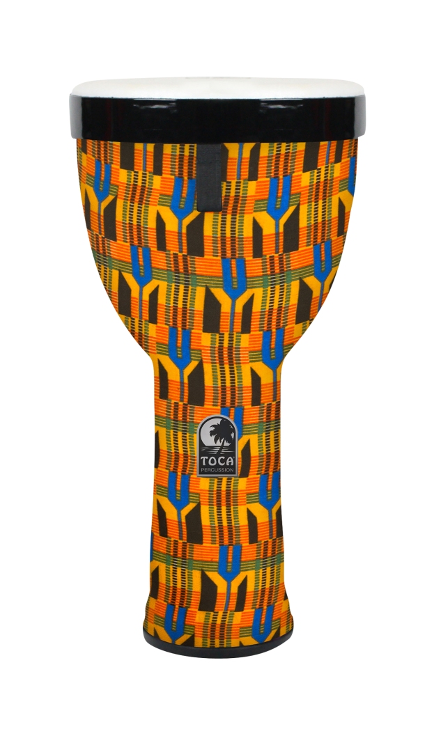 Toca Percussion Sympatico�Nesting Djembe, Kente Cloth, Tunable Fiber - 8" Head