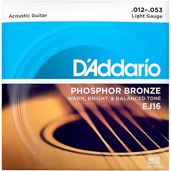 D'Addario D'Addario EJ16 Phosphor Bronze Light Acoustic Guitar Strings Single Pa