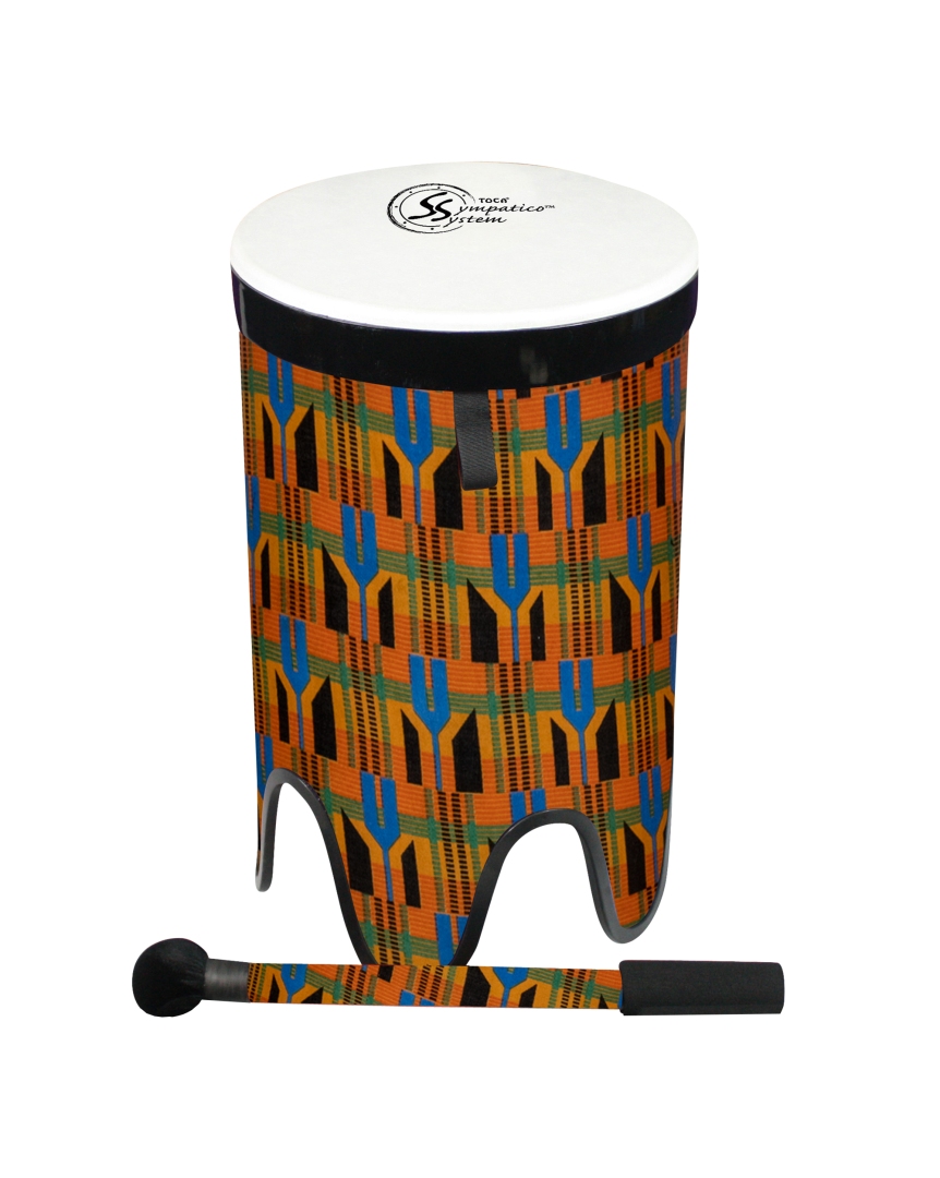 Toca Percussion Sympatico� Nesting Tom-Tom Pretuned Fiber w/ Dot - Kente Cloth Finish - 12� Head