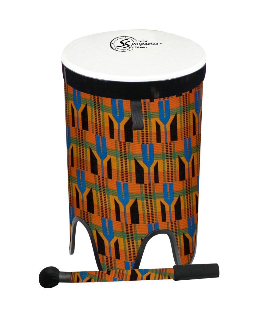 Toca Percussion Sympatico� Nesting Tom-Tom Pretuned Fiber w/ Dot - Kente Cloth Finish - 14� Head