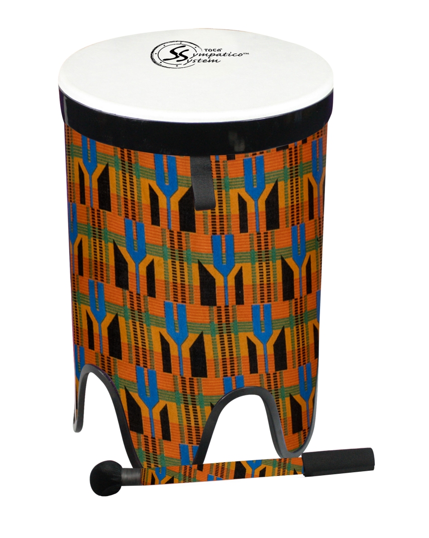 Toca Percussion Sympatico� Nesting Tom-Tom Pretuned Fiber w/ Dot - Kente Cloth Finish - 16" Head