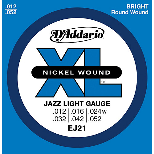 D'ADDARIO D'Addario EJ21 XL Nickel Jazz Light Electric Guitar Strings 12-52 Gauge