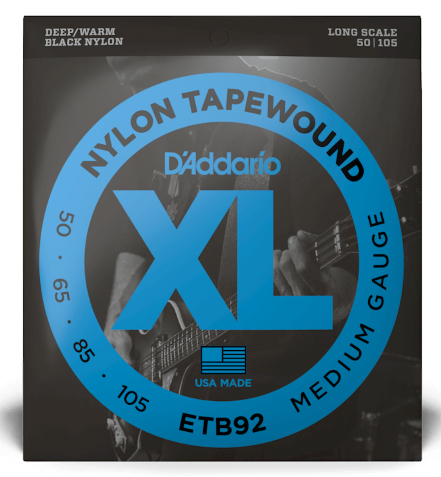 D'ADDARIO D'Addario ETB92 Nylon Tapewound Medium Gauge Bass Strings Long Scale 50-105 Gauge