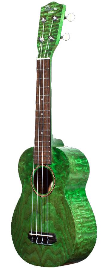 OHANA OHANA SOPRANO UKULELE, WILLOW WOOD TOP/BACK/SIDES, GREEN