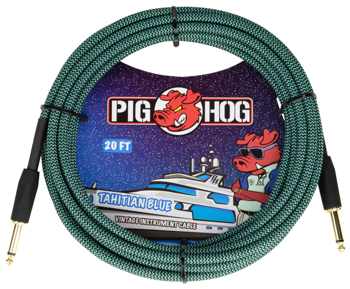 Pig Hog PIG HOG VINTAGE SERIES INSTRUMENT CABLE, 20FT, TAHITIAN BLUE