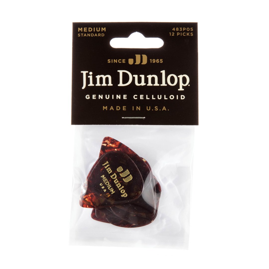 Dunlop Dunlop 483P05MD Celluloid Guitar Pick. Medium Gauge Shell (12 Pack)