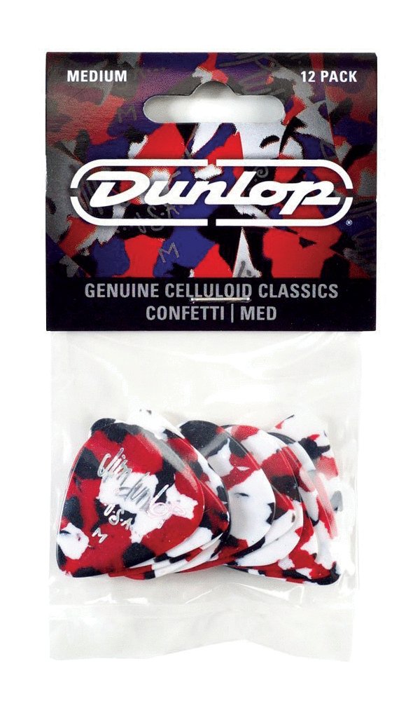 Dunlop Dunlop 483P06MD Celluloid Guitar Pick. Medium Gauge Confetti (12 Pack)