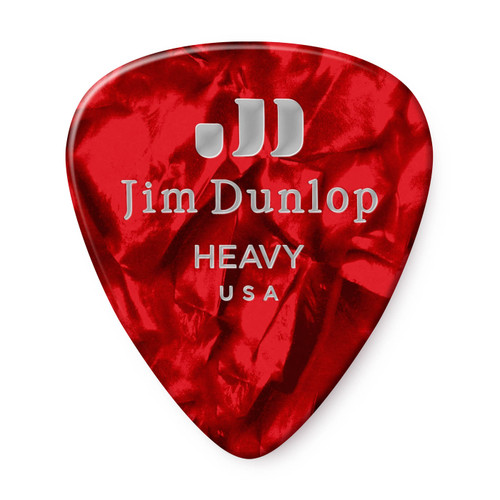Dunlop Dunlop 483P09HV Celluloid Guitar Pick Red Pearloid Heavy (12 Pack)