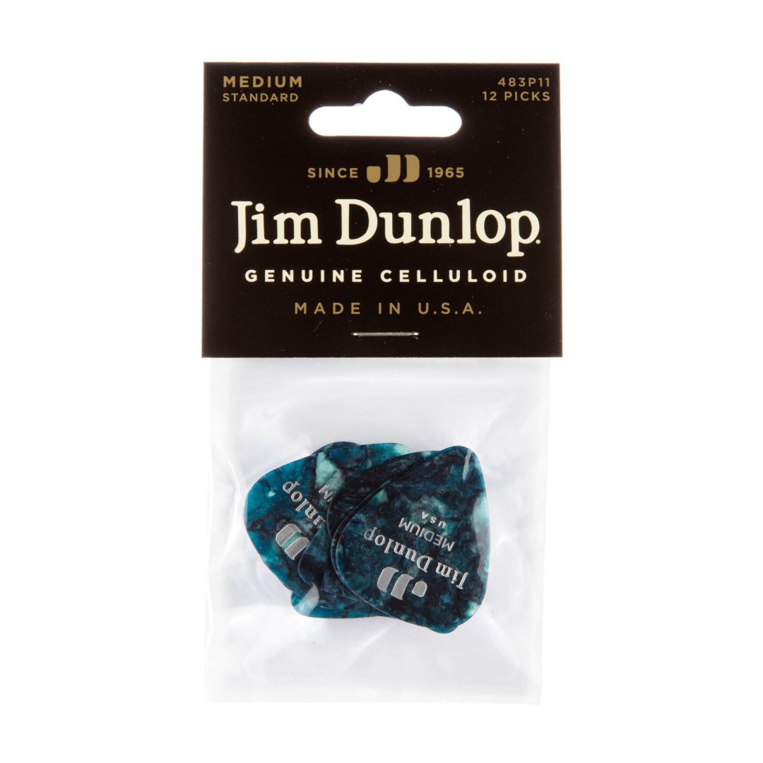 Dunlop Dunlop 483P11MD Celleloid Guitar Pick Turquoise Pearloid Medium (12 Pa