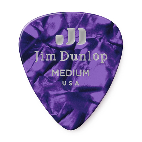 Dunlop Dunlop 483P13MD Celluloid Guitar Pick Purple Pearloid Medium (12 Pack)