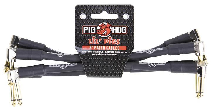 Pig Hog PIG HOG LIL' PIGS 6" PATCH CABLES, BLACK, 4PC