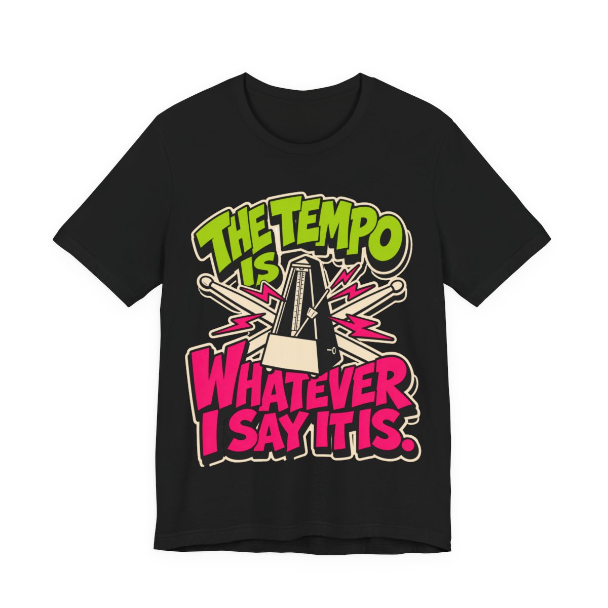 OrderMusicGear The Tempo Is Whatever I Say It Is T-Shirt | Metronome Drumstick Graphic - Dark Grey Heather / XL